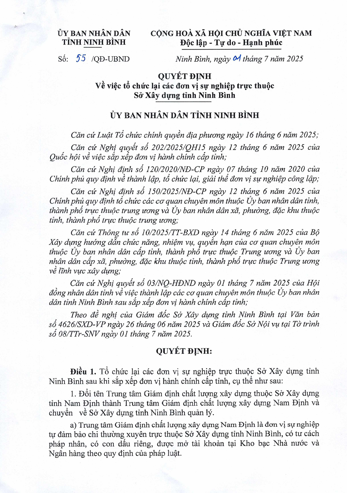 Quyết định thành lập