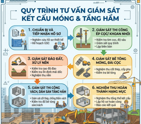 Quy trình tư vấn giám sát kết cấu móng và tầng hầm